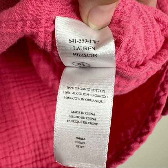 Rails Lauren Gauze Cotton Long Sleeve Button Up Shirt Hibiscus Pink Blouse Small - Picture 6 of 7